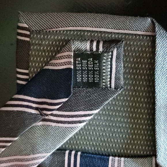 Giorgio Brutini Pure Silk Pink Diagonal Stripe NeckTie XL 68" Gray/Navy/Charcoal - Picture 4 of 4